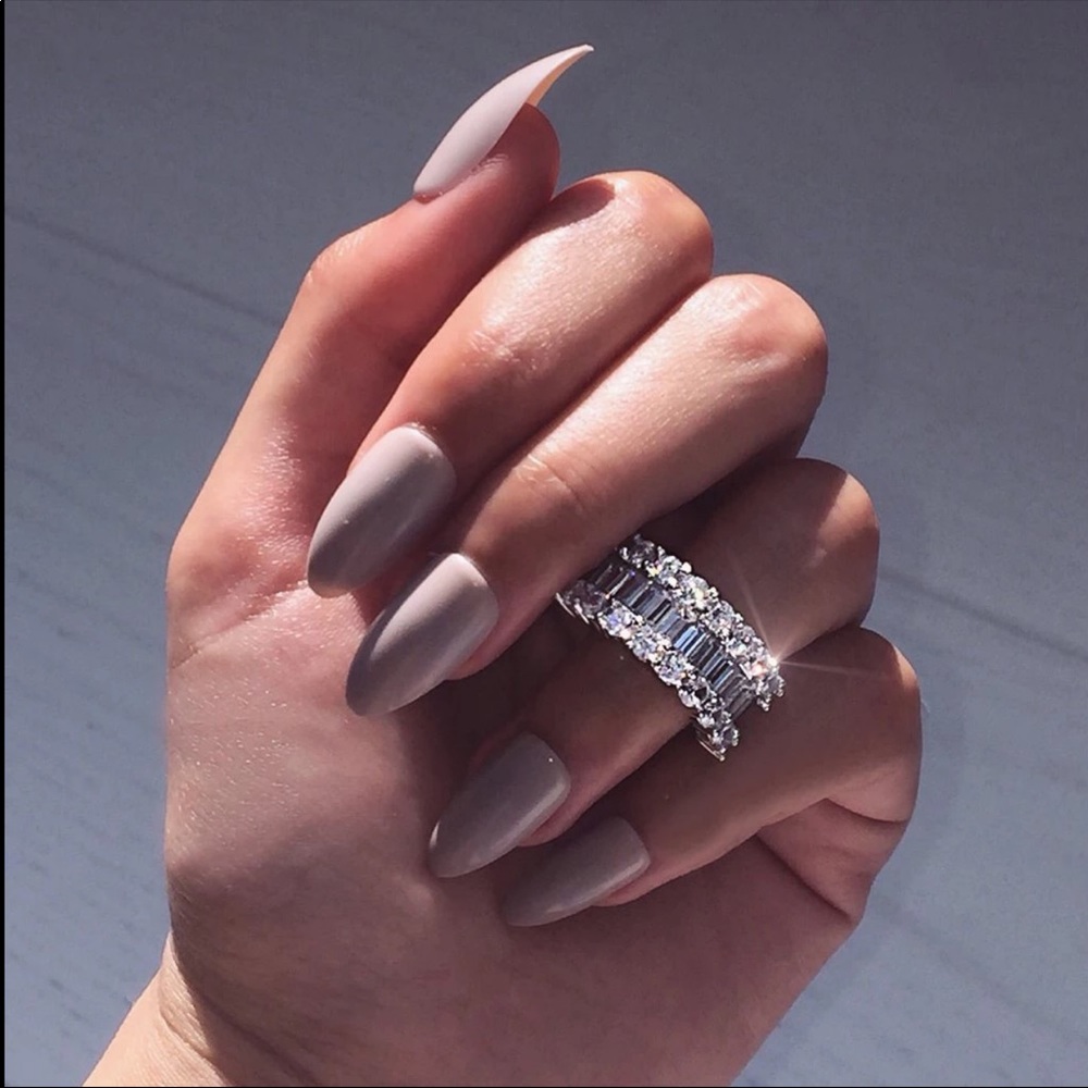 New 925 Silver Luxury Halo Diamond Eternity Ring - Picture 4 of 6
